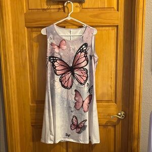 Pink Butterfly Sleeveless Dress
